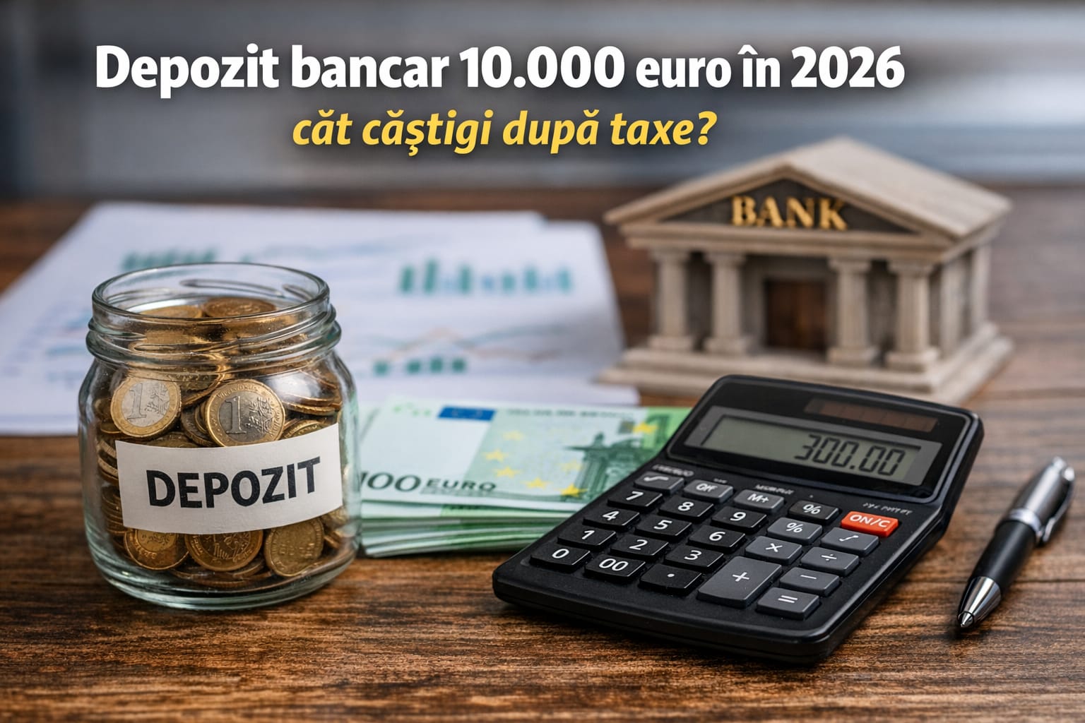 Află cât câștigi la un depozit de 10.000 euro după aplicarea impozitului de 10%. Simulare reală pentru dobânzi de 1%, 2% și 3%.