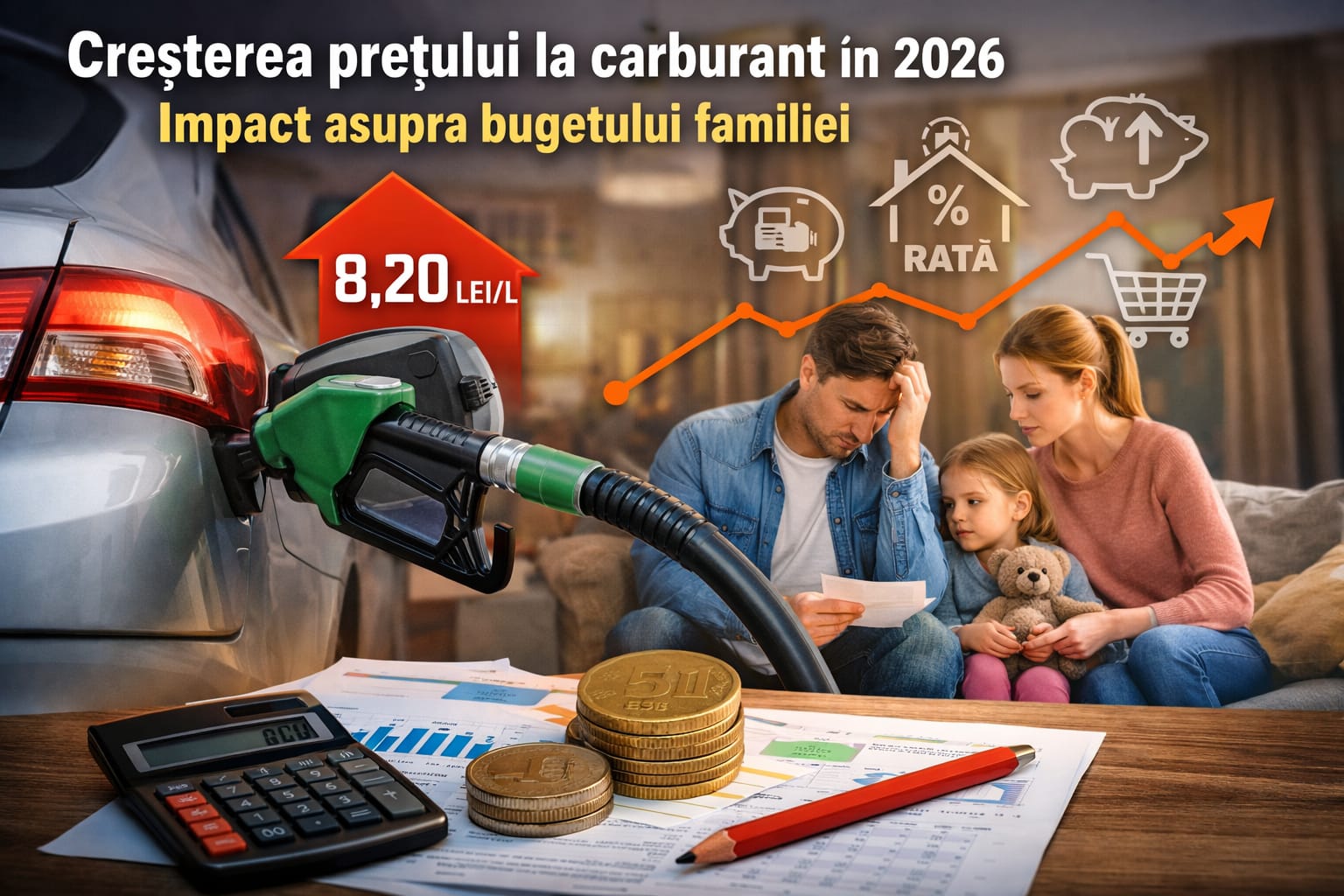 Creșterea prețurilor la carburanți în 2026 afectează direct bugetul familiei. Află de ce se scumpesc benzina și motorina, cât plătești în plus lunar și ce soluții ai pentru a reduce impactul asupra cheltuielilor tale.